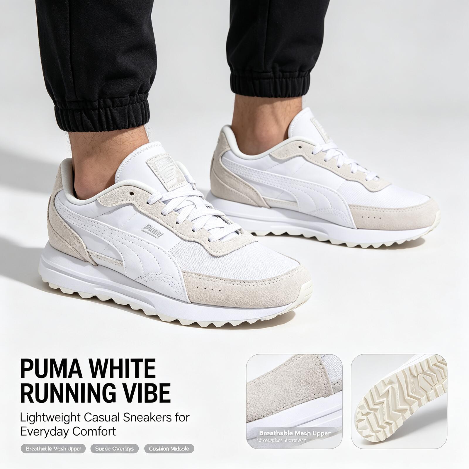 Women Shoes Jordan - Sepatu Lari Ringan Putih Puma Baru