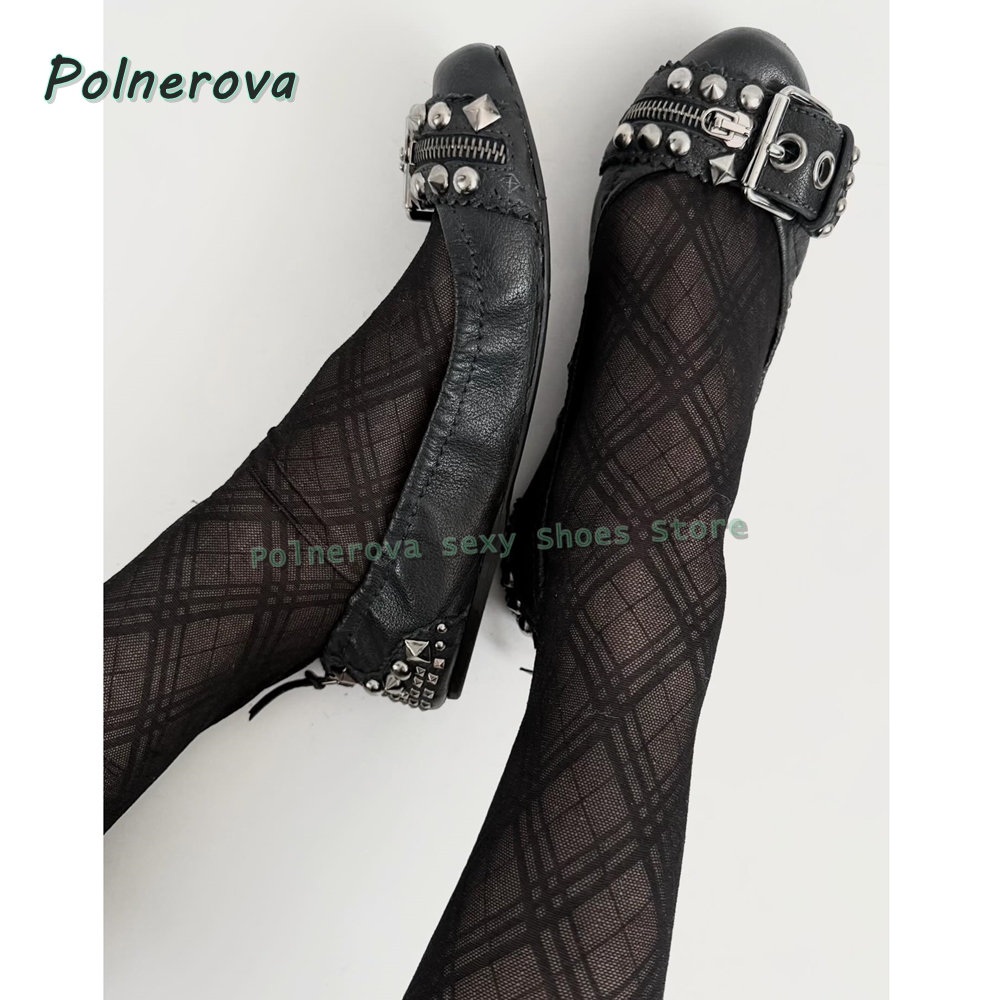 Women'S Shoes For Flat Feet - Sepatu Mary Jane dengan Gesper Rivet,