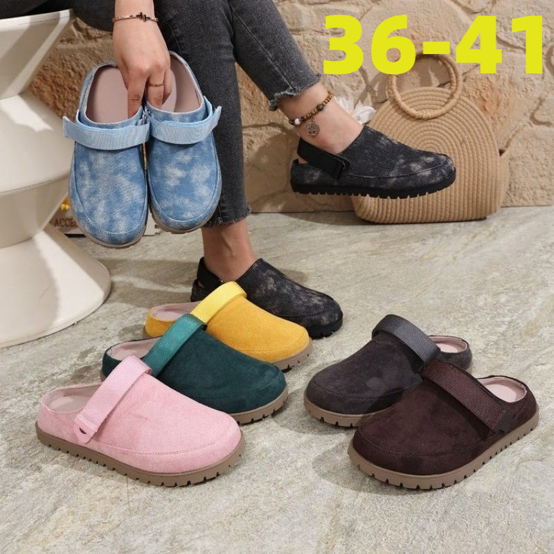 Sepatu Wanita Suede Mules Mult - Slip On Mule Flat ulasan dan harga