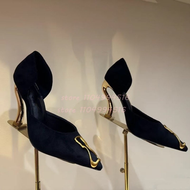 Dekorasi Logam Hitam Suede Pen - Women Shoes Model ulasan dan harga