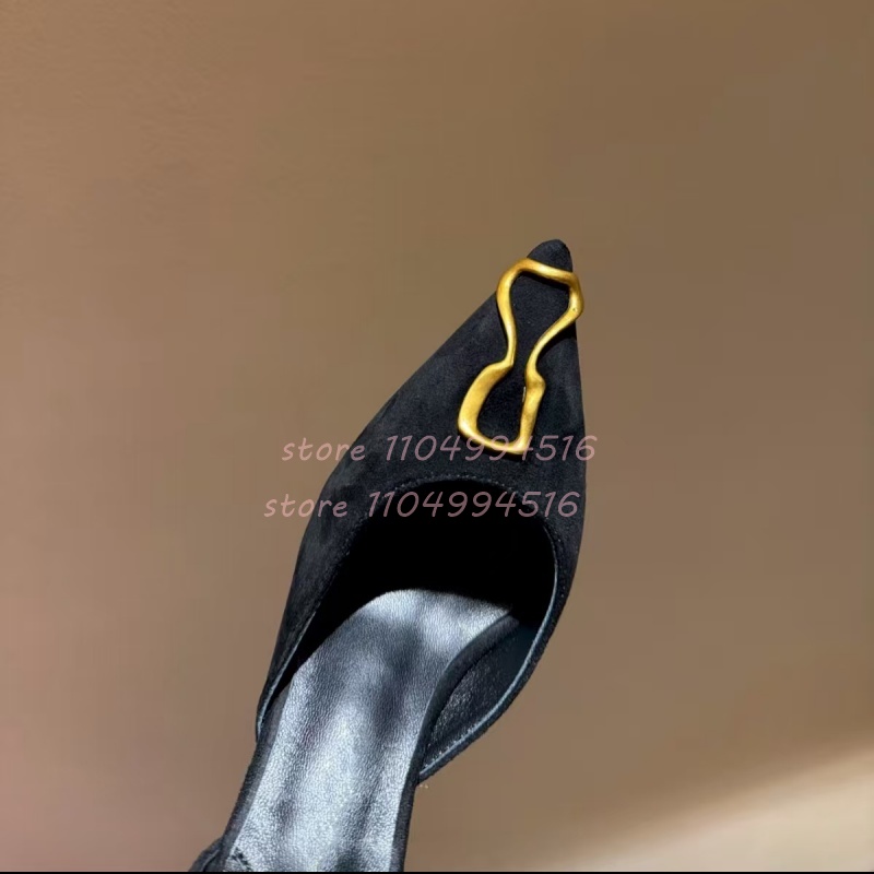 Dekorasi Logam Hitam Suede Pen - Women Shoes Model ulasan dan harga