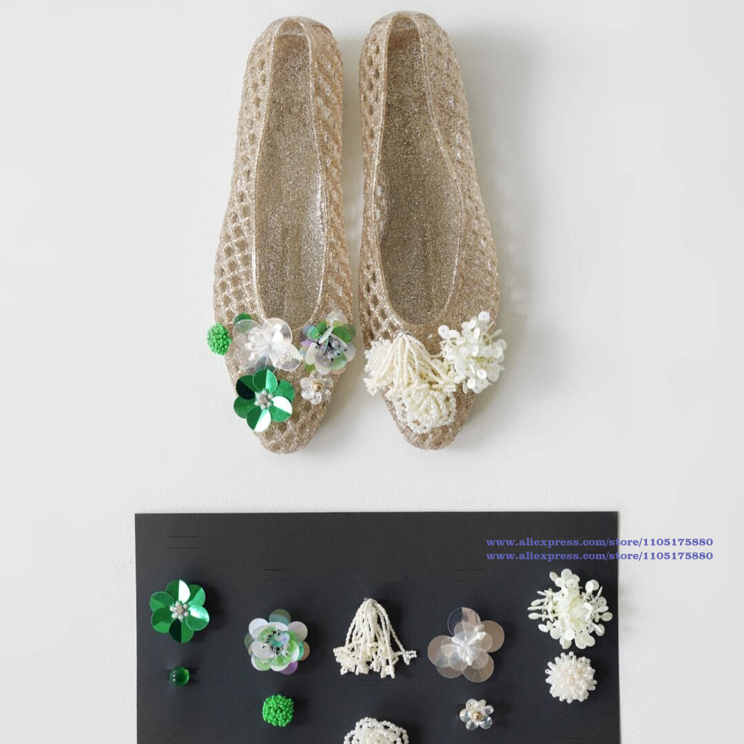 Sepatu Flat Jelly Emas Berkila - Slip On Mule Flat ulasan dan harga