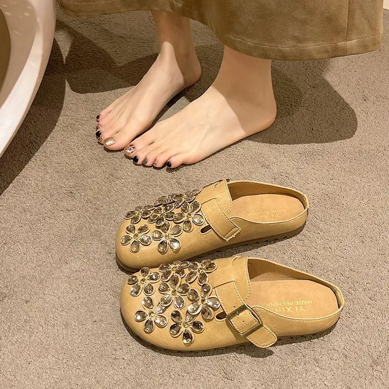 Sepatu Clog Wanita Motif Bunga - Slip On Mule Flat ulasan dan harga