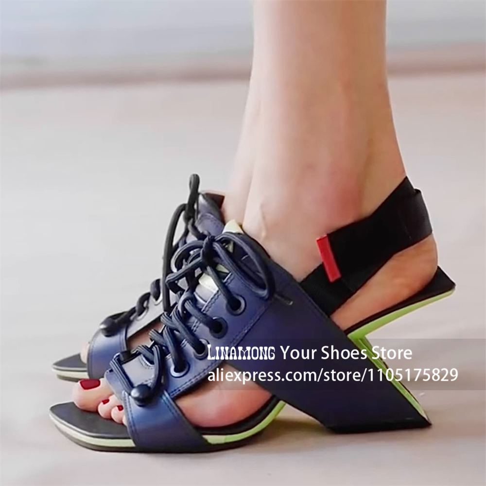 Sandal Hak Asimetris Blok Geom - Women Shoes Model ulasan dan harga